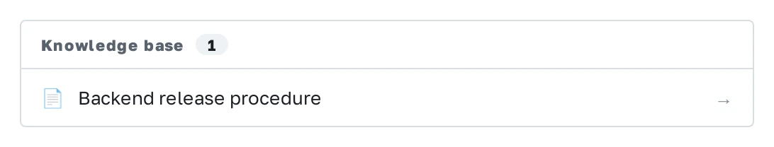 An issue showing a link to a related knowledge page