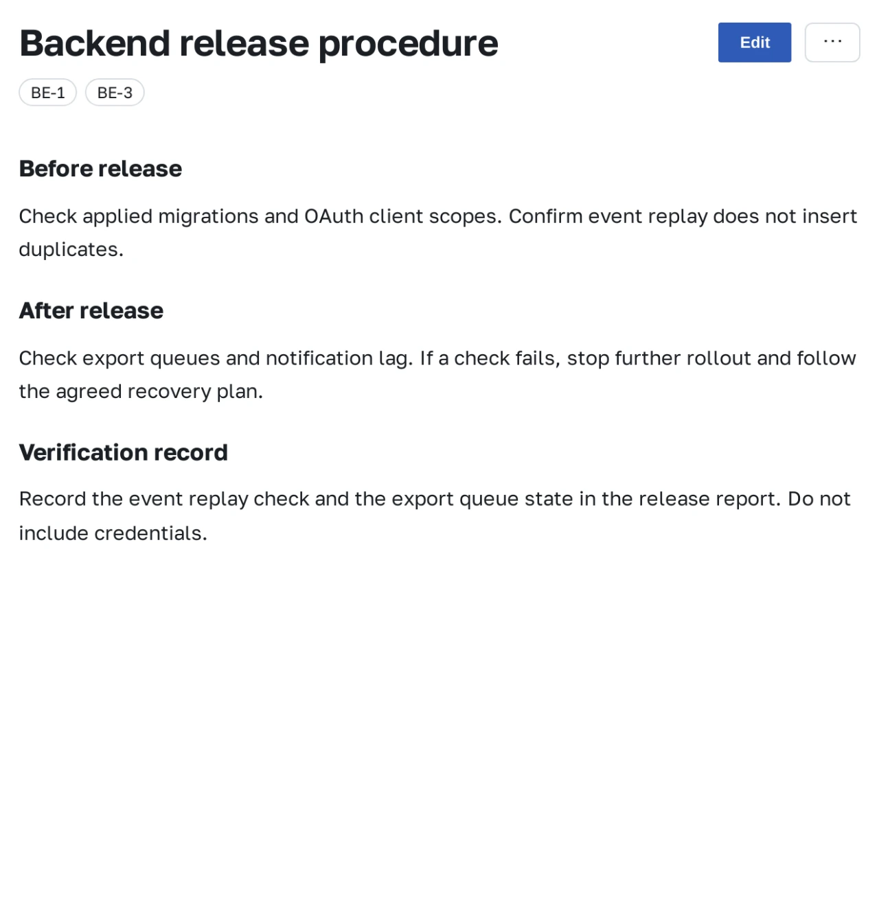 Knowledge page with text and references to linked issues